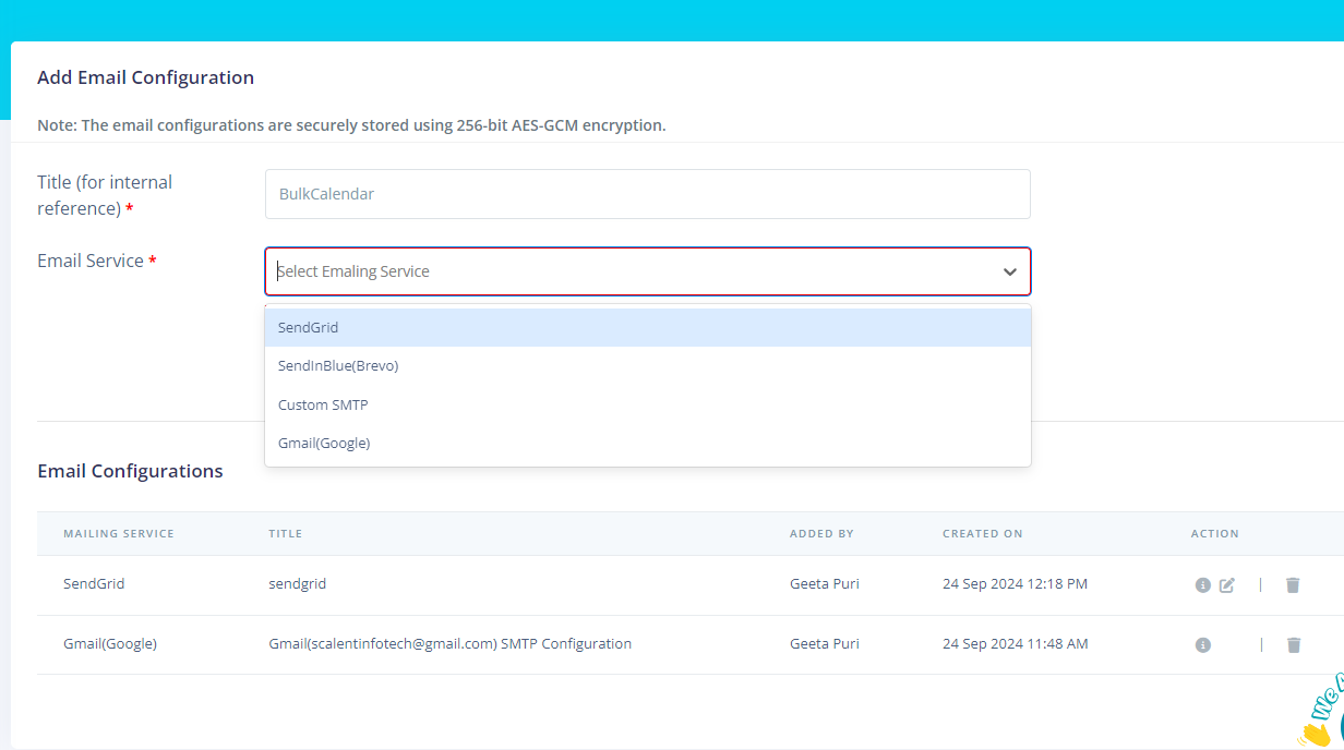 screenshot of Bulk Calendar